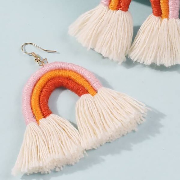 Boho Rainbow Tassel Earrings y2k - Picture 4 of 4
